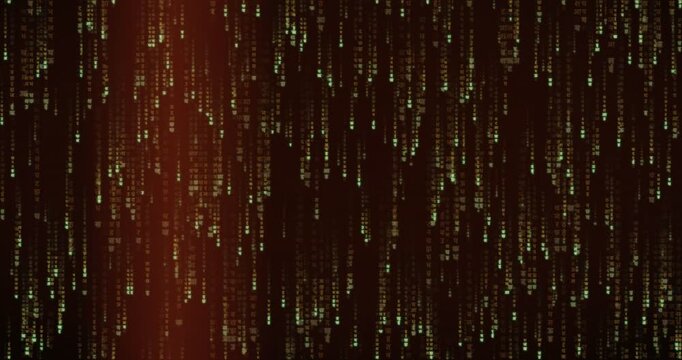 Devanagari characters cascade in a dense code storm animation, creating a deep tunnel effect with radiant phosphor bloom.