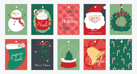 Naklejka premium Printable tag. Merry christmas and happy new year. Season Greeting and Happy Holiday.