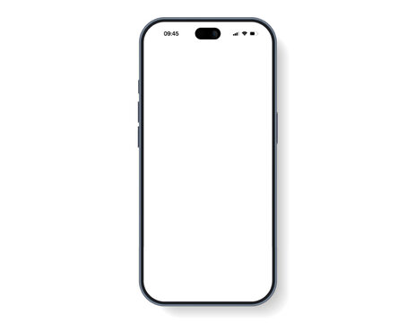 3d realistic smartphone mockup with blank white screen. black frame and soft shadow for mobile app. user interface. web design. presentation and digital technology vector template