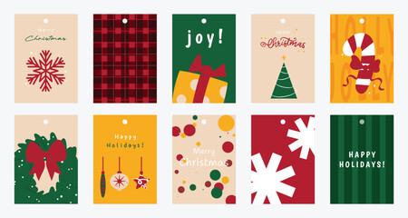 Naklejka premium Printable tag. Merry christmas and happy new year. Season Greeting and Happy Holiday.