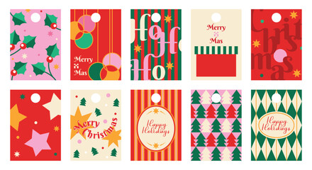 Naklejka premium Printable tag. Merry christmas and happy new year. Season Greeting and Happy Holiday.