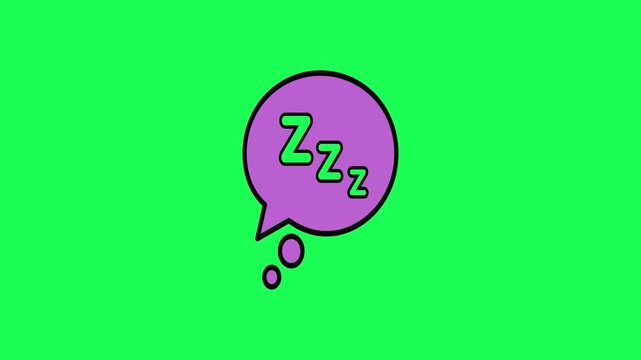 Cartoon sleep bubble with zzz letters on vibrant green background