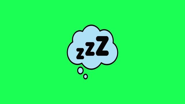 Cartoon sleep bubble with zzz letters on bright green background