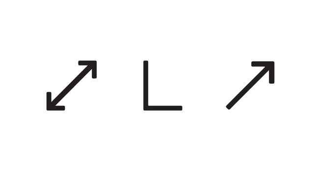 Minimalist expand, resize, and fullscreen arrow vector icon set for scaling, zoom, and web UI design