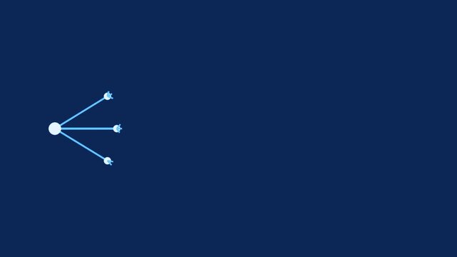 Mind map branches growing, seamless loop motion background, deep blue