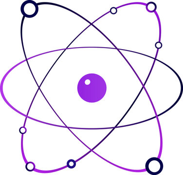 Atomic structure icon with planetary electron orbits for physics science research logo vector