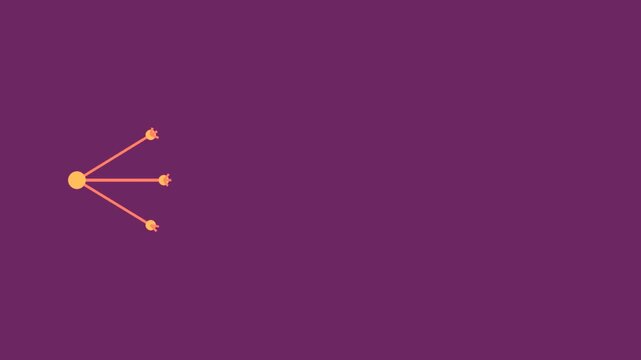 Mind map branches growing, seamless loop motion background, sunset coral