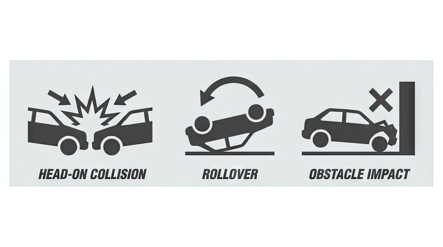 Car crash and road accident safety warning icons set.
