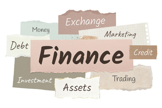 Finance png word sticker typography, ripped paper, transparent background