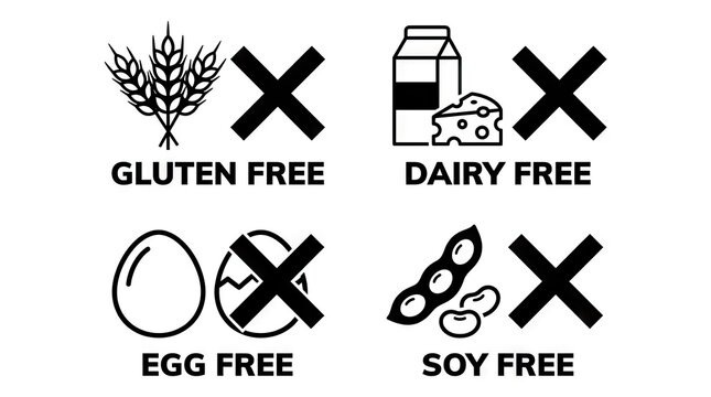 Food allergy and dietary restriction icon set.