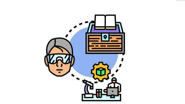 Interconnecting concepts of research, scientific knowledge, and augmented reality for innovative development, illustrating a continuous loop of learning and practical application