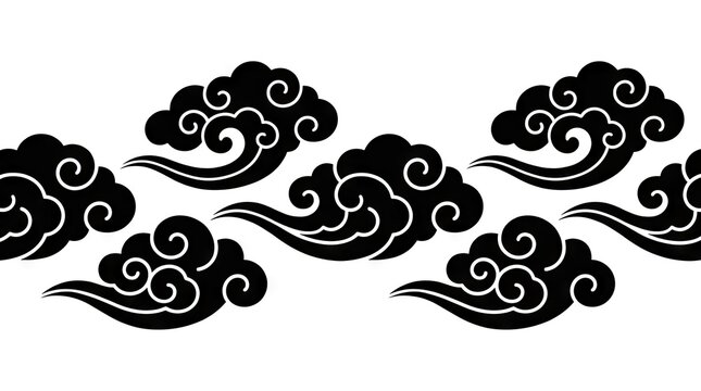 Stylized black clouds in traditional oriental style