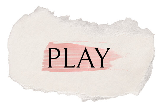 Play png word sticker typography, torn paper transparent background