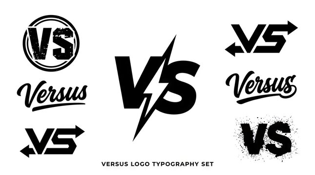 Versus VS logo and typography design set.