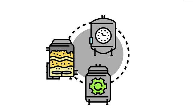 Industrial equipment illustrating a brewing and fermentation process with multiple tanks, showing the steps of production and the science behind creating beverages