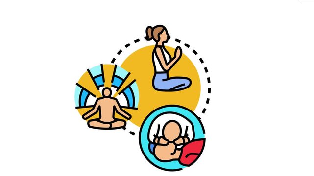Illustrated concepts of mindful breathing, meditation, and inner peace, symbolizing a holistic approach to well being and the natural connection to life's fundamental rhythm