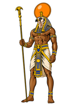 Ancient Egyptian God Ra. Color vector clipart.