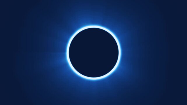 Solar eclipse corona ring glowing, seamless loop motion background, deep blue