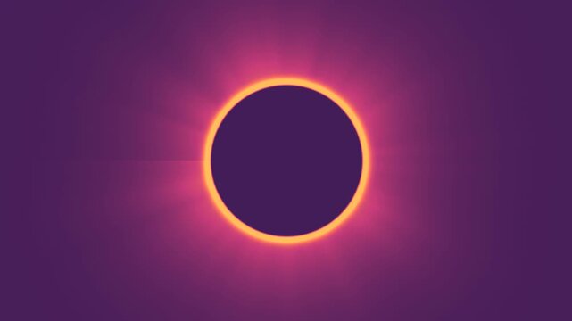 Solar eclipse corona ring glowing, seamless loop motion background, sunset coral