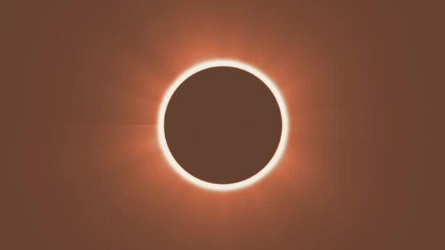 Solar eclipse corona ring glowing, seamless loop motion background, warm earth tones