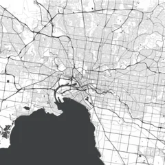 Minimal vector city map of Melbourne with streets, parks and Yarra River © supplement