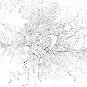 Minimal vector city map of Kathmandu with streets, districts and road network
