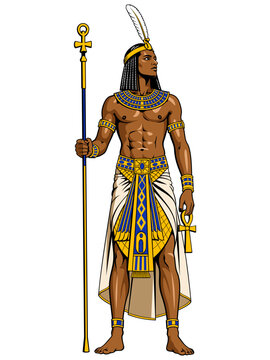 Ancient Egyptian God of Air Shu. Color vector clipart.