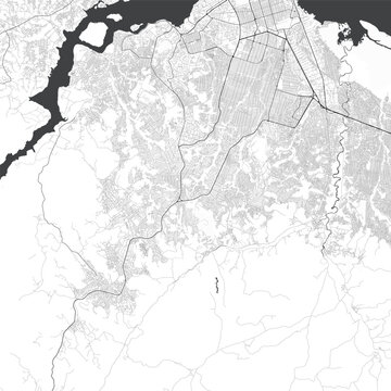Minimal vector city map of Kinshasa with streets, districts and road network