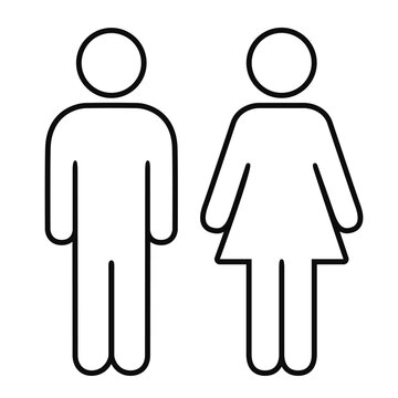 Man and woman body outline icon isolated on white background