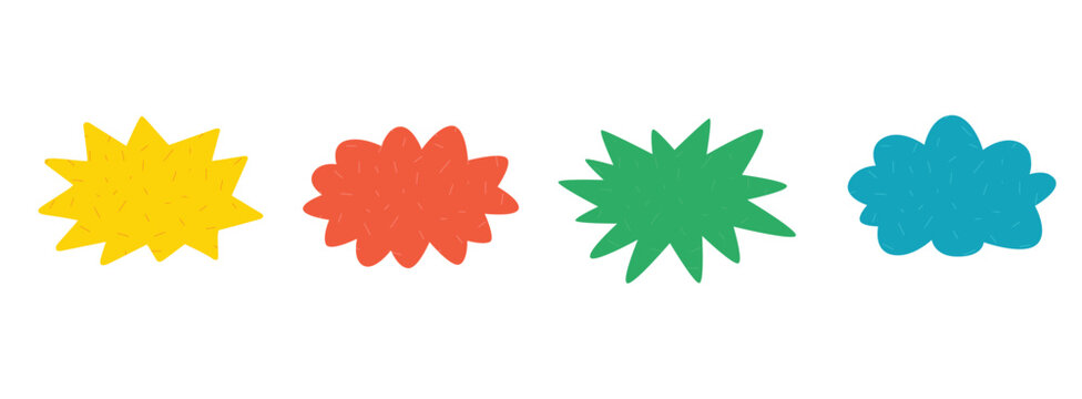 Collection of a speech bubbles clouds with texture in vintage style. Vector illustration isolated on a white background