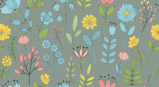 Peaceful flower pattern background vector calming relaxing texture
