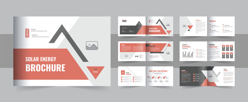 Modern solar energy brochure layout for green tech business portfolio, solar power template or eco energy environment solar energy brochure template layout