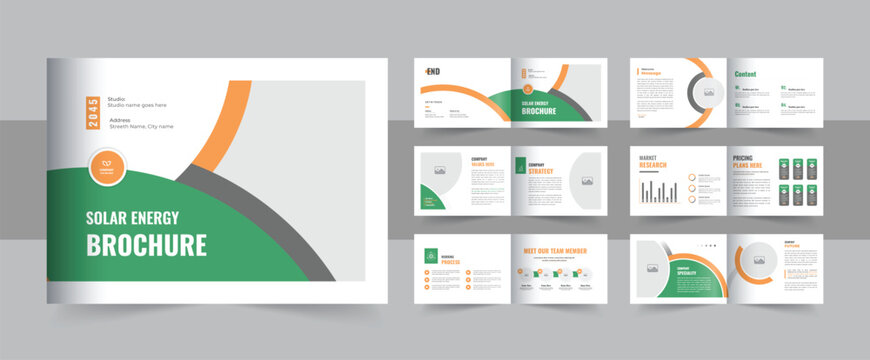 Modern solar power brochure template, green energy portfolio magazine design, bioenergy, solar power template or eco energy environment solar energy brochure