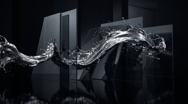 3D Abstract Background with Champagne Gold Frosted Glass Plates and Soft Warm Studio Refraction