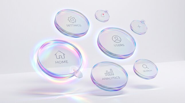 3D Abstract Background with Champagne Gold Frosted Glass Plates and Soft Warm Studio Refraction
