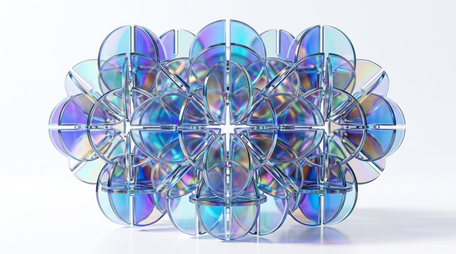 3D Abstract Background with Champagne Gold Frosted Glass Plates and Soft Warm Studio Refraction