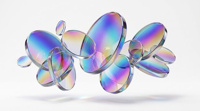 3D Abstract Background with Champagne Gold Frosted Glass Plates and Soft Warm Studio Refraction