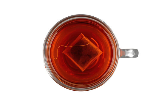 Top View Glass Cup of Black Tea with Teabag