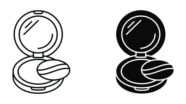 Compact face powder makeup icons with cosmetic foundation accessory skincare