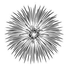 Obraz premium Large festive firework explosion silhouette on white background