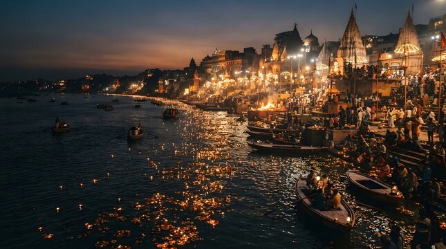 Evening aarti ceremony at varanasi ghats
