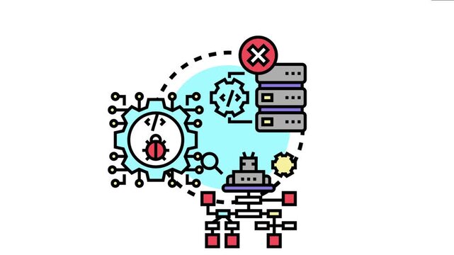 Bug defect escalation procedure concept diagram the structured process of finding, reporting, prioritizing, and resolving software issues and errors within a system development workflow