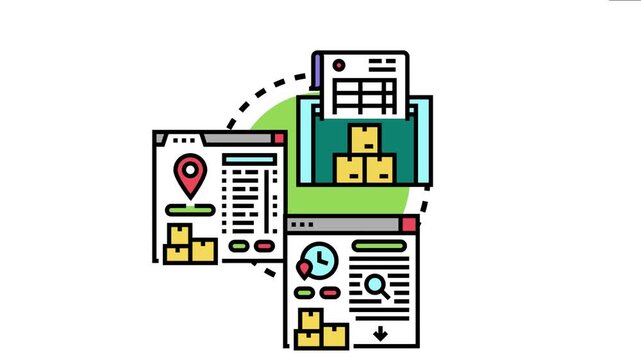 Buffer stock concept inventory held in a warehouse, visible through a business document interface with location tracking and statistical analysis for optimal supply chain management