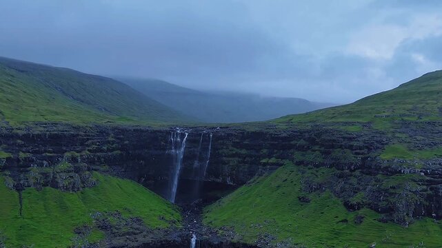Foss&aacute; Waterfall Near Hald&oacute;rsv&iacute;k, Faroe Islands