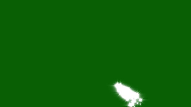 Glitter line transition animation, cartoon doodle sparkles, twinkle sparkle stars animation on a green background, fairy dust glitter stars trail transition, flat vector blinking.
