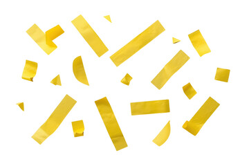 Naklejka premium Yellow confetti pieces scattered in a loose composition