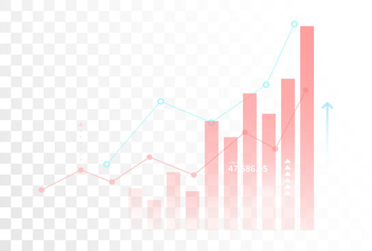 Growth business finance inflation chart with trading graph isolated on transparent background - Vector illustration