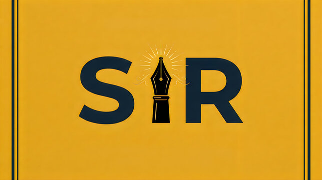 Capital letters sr with fountain pen and ink icon