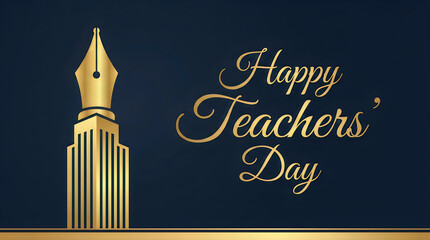 Fototapeta premium Colorful lego pencil tower with happy teachers day text