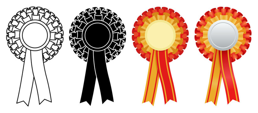 Rosette vector for award and achievement in red and yellow